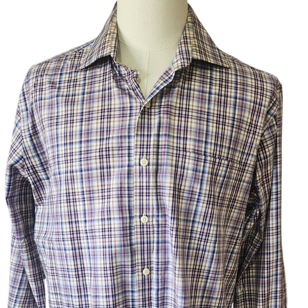 Peter Millar Plaid Button-Up Shirt – Large